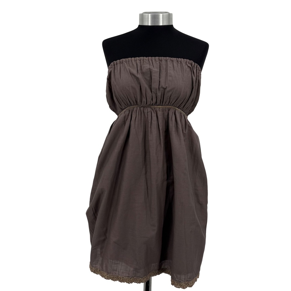 Anthropologie Fei Strapless Empire Waist‎ Cotton Dress  Pockets Women's  Small